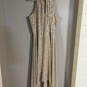 White House Black Market Beige High Low Dress